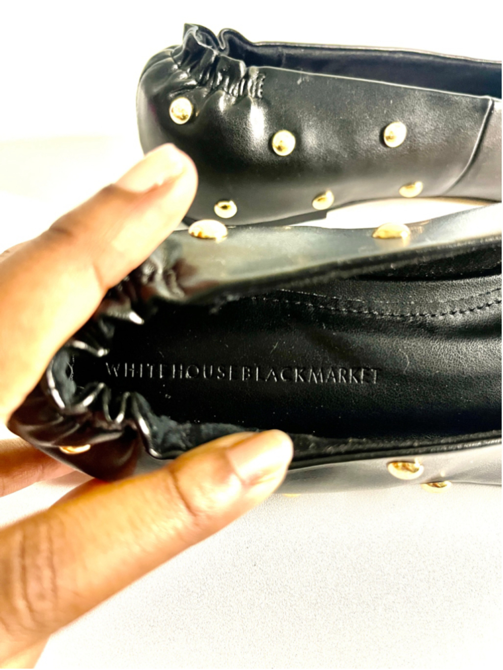 White House Black Market Black Studded Ballet Flats Women Size 8.5M - Picture 4 of 7